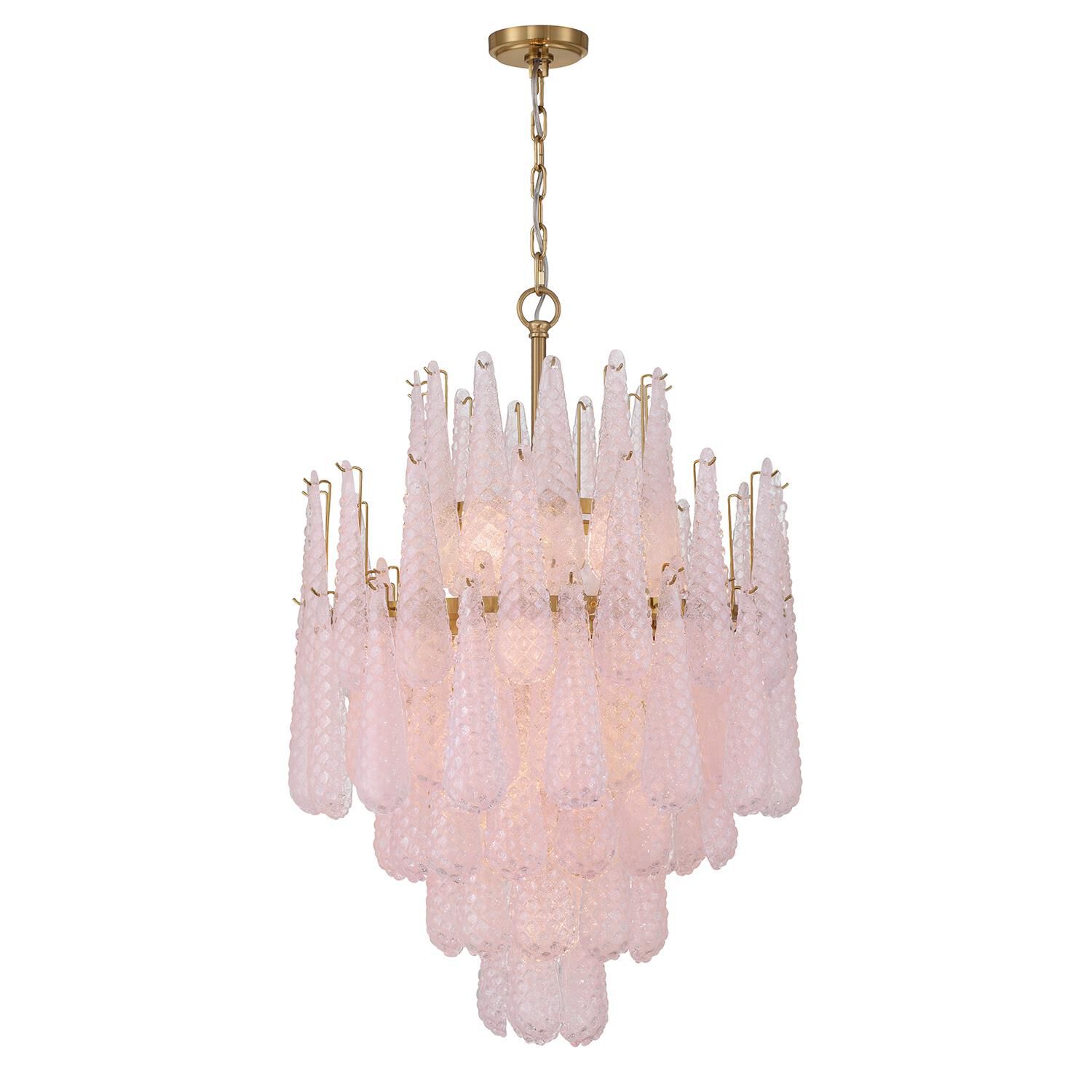 Shown in Aged Brass finish and Sand Blush glass